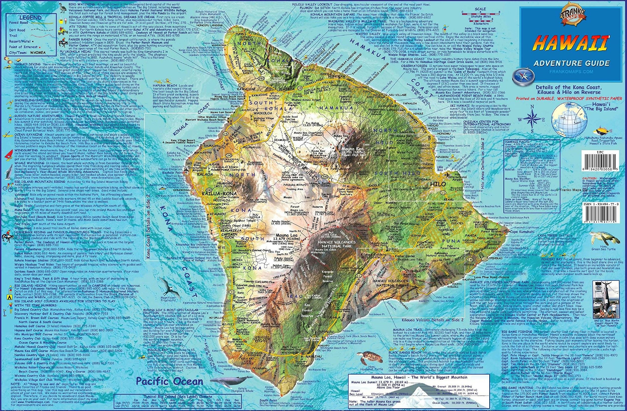 Большой остров Гавайи карта